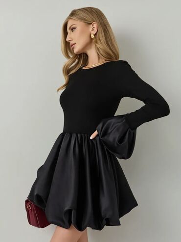 Вечерние платья: Вечернее платье, Коктейльное, Короткая модель, Атлас, С рукавами, S — 6