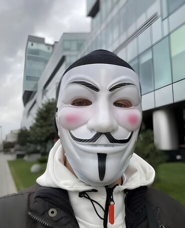 ак кагаз: Маска Гая Фокса (анонимус), белая. - Материал: прочный пластик. -