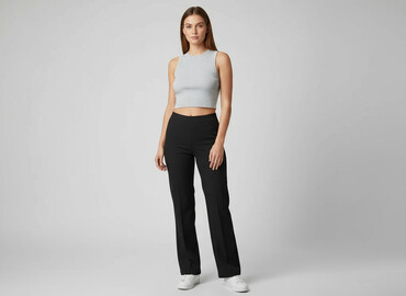 spodnie lata 80 damskie: Material trousers for women, size S