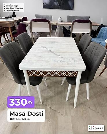 Məhsul: Masa dəsti - Ölçü: 80×130/170 sm (açılan mexanizmli masa) -