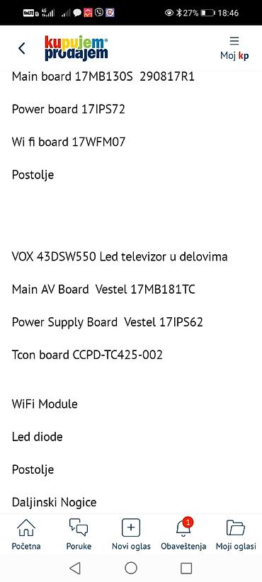 Aksesoari za TV i video: VOX LED televizori – delovi i ploče Dostupni delovi i oznake sa — 1