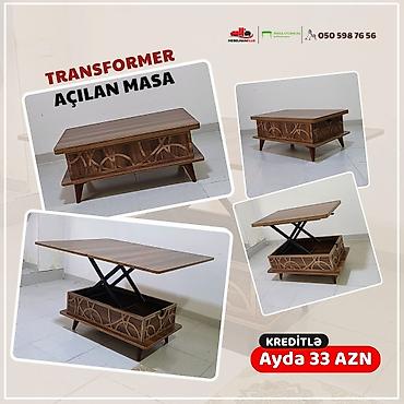 Masalar: Jurnal masası, Yeni, Transformer, Dördbucaq masa — 2