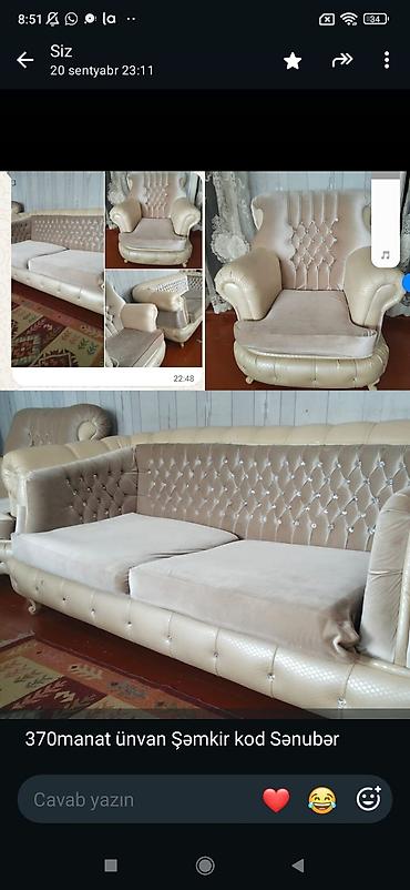 Qonaq otağı mebel dəsti - Dəst: 1 ədəd geniş divan + 1 ədəd kreslo - lalafo.az -da Qonaq otağı mebel dəsti - Dəst: 1 ədəd geniş divan + 1 ədəd kreslo -