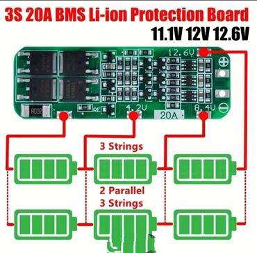 biznes avadanliqlari: 3 S Bms Li-ion baterya zaryatka modulu. 12 volt. 18650 Şəhər Top