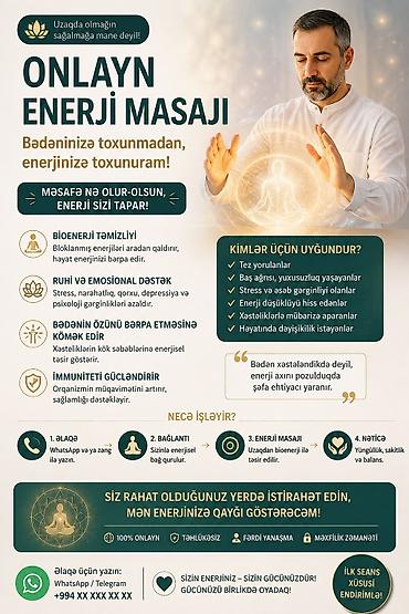 masaj bakü: Onlayn Enerji Masajı – Bədəninizə toxunmadan, enerjinizə toxunuram! — 1