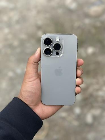 phone 15: IPhone 15 Pro, Б/у, 128 ГБ, Natural Titanium, Защитное стекло, 81 % — 2