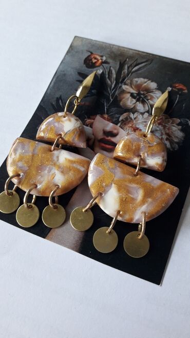 Earrings: Material: Stainless steel, Polymer clay