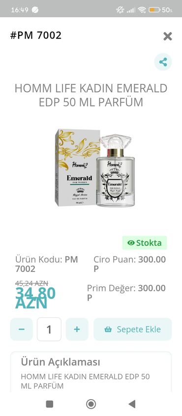 Свадебные платья и аксессуары: Homm Life Kadın Emerald EDP 50 ml parfüm - Model: Emerald for Women