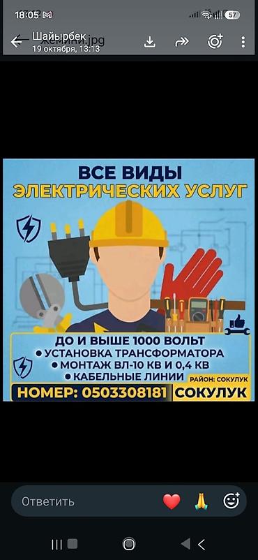 электрики кант: Электромонтажные работы любого типа. Предлагаются все виды — 1