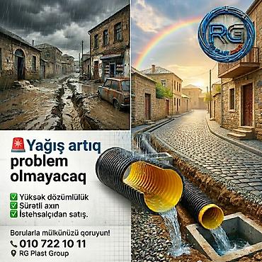 Kanalizasiya boruları: Kanalizasiya borusu, Qofralı, Plastik, 2 mm, Yeni — 1