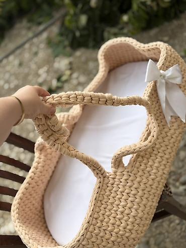 yatag taxt: Əl istehsalı körpə daşıma səbəti (Moses basket) - Material: qalın — 3
