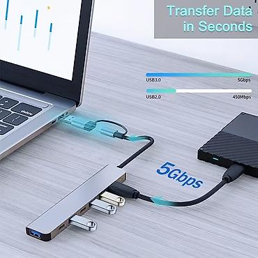 fly ds110: 3.0 7-u-1 USB C Hub, 5V režim napajanja, kompatibilan sa tabletom, USB — 6
