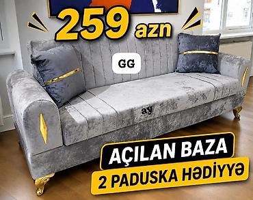 Məhsul: Açılan baza funksiyalı 3 nəfərlik divan - Rəng: Boz (qızılı
