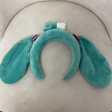 аниме брелки: Ободок с ушками в стиле Hatsune Miku (бирюзовый плюш) - Материал — 2