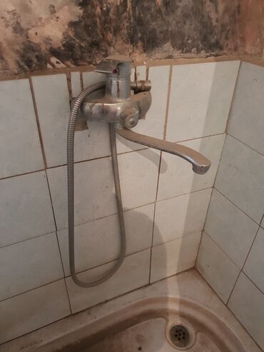 Çanaq üçün kranlar: Divara quraşdırılmış, əl duşu başlıqlı mikser kran. Hamam və ya duş