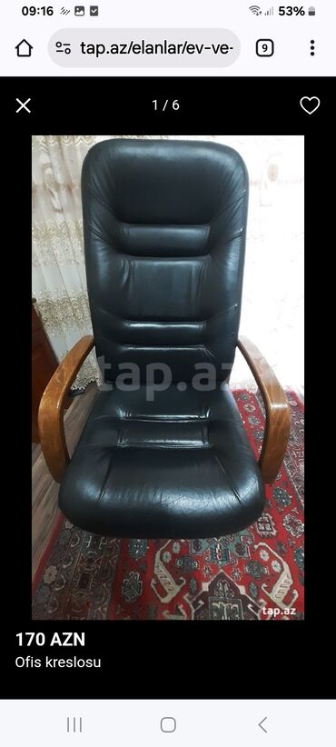 Ofis masaları: Ofis kreslosu və yazı masası dəsti Ofis kreslosu: - Rəng: qara -