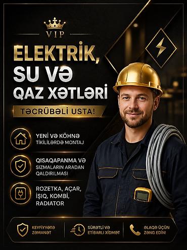 Elektrik işləri: 🏠 Ev, həyət və obyektlərdə müxtəlif usta işləri görülür! ⚡ Elektrik — 1