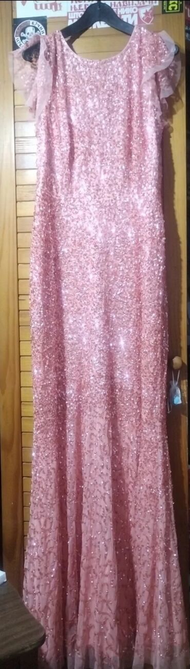 svecane haljine od satena i cipke: XL (EU 42), bоја - Roze, Drugi stil, Kratkih rukava
