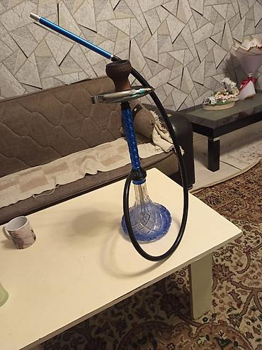 qəlyan icarə: Nərgilə dəsti - Şüşə kolba: mavi rəngli, naxışlı qalın şüşədən, sabit — 1