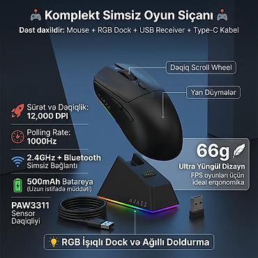 logitech mouse: 🎮 Oyun üçün ideal, ultra yüngül və sürətli simsiz mouse! 🔧 — 1