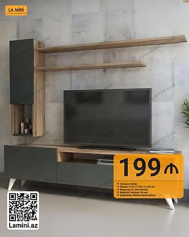 TV altlığı: TV altlığı və divar rəfləri dəsti - Ölçülər: D 35 × H 50 × U 180 sm - — 1