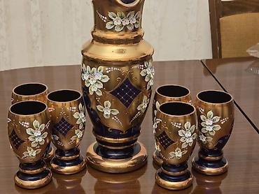 limon kitchenware: Büllur/qədimi üslubda süfrə dəsti – 1 ədəd qrafin və 6 ədəd stəkandan — 6