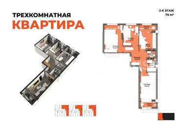 продоется 2 комнатная квартира: 2 комнаты, 62 м², Элитка, 5 этаж, ПСО (под самоотделку)