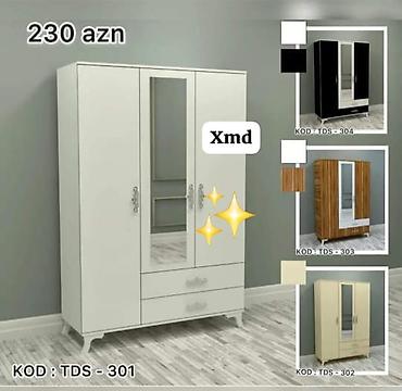 guzgulu dolab: Üç qapılı geyim dolabı – Kod: TDS-301 - Qiymət: 230 AZN (şəkildə — 1