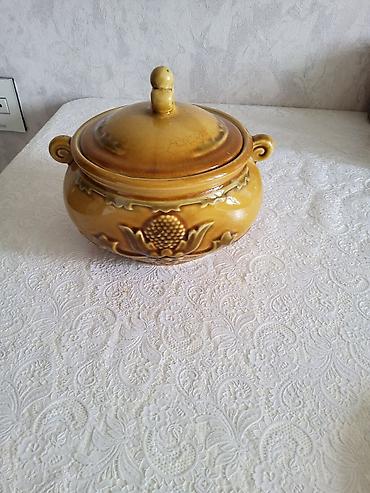 Qab-qacaq və mətbəx ləvazimatları: Qapaqlı keramika/qaynaq qabı - Material: qalın keramika, iç hissə — 2