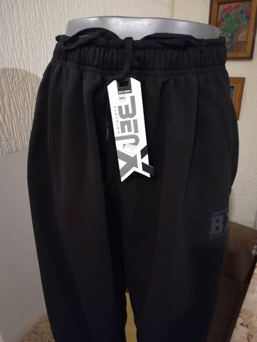 Trenerke: Donji deo trenerke, 4XL (EU 60), 5XL (EU 62), bоја - Crna, Pamuk — 8