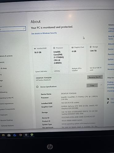 hdd 1tb: İşlənmiş HP Pavilion, 17.3 ", Intel Core i7, 2 TB, Ünvandan götürmə — 3