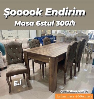 konfort mebel: *Masa dəsti / Masa 6 stul 300Azn💥* ✔️Rəng seçimi var ✔️ *Şəhər daxili