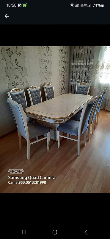 kohne stol: Qonaq otağı üçün, Yeni, Açılmayan, Oval masa, 8 stul — 1