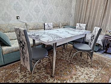 silver kitchen: Кухонный стол и стул, Б/у, Самовывоз, цвет - Серый — 2