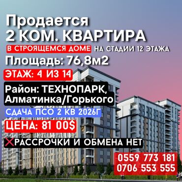Продажа квартир: 2 комнаты, 77 м², Элитка, 4 этаж