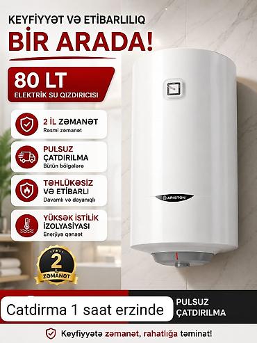 Ariston 80 l, Yeni, Kredit yoxdur, Pulsuz çatdırılma, Rayonlara çatdırılma