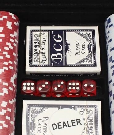 Настольные игры: Набор для покера в алюминиевом кейсе с ручкой. В комплект входят фишки — 4