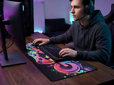 desk: Böyük Oyun Mauspadı 80x30 cm (Gaming Mouse Pad / Desk Mat) – Neon — 4