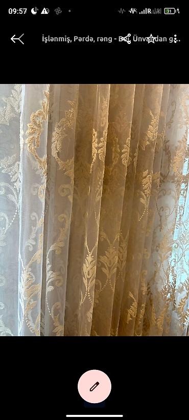 ipek parça: Klassik üslubda pərdə dəsti, - Komplekt: qalın drap pərdə + tül - — 5