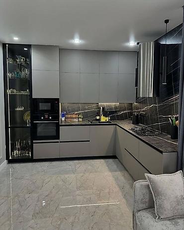 Кухонные гарнитуры: Кухонный гарнитур, цвет - Серый, МДФ — 19