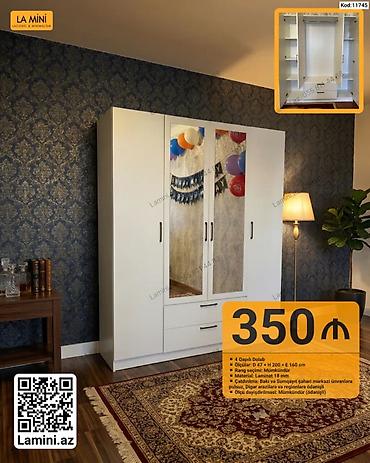 Dolablar: 4 qapılı dolab - Ölçülər: D 47 × H 200 × E 160 sm - Rəng seçimi — 1