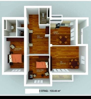 Yeni tikili: 3 otaqlı, Yeni tikili, m. Həzi Aslanov, 133 kv. m — 23