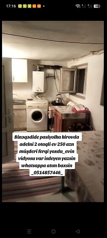 Daşınmaz əmlak: 60 kv. m, 2 otaqlı, Kombi, Qaz, İşıq — 1