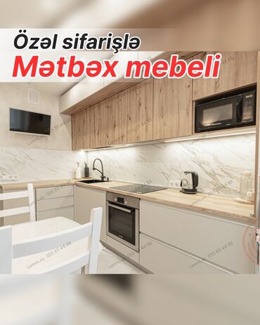 стол кухонный из дерева: Özəl sifarişlə mətbəx mebeli - Müasir, minimalist dizayn: yuxarı