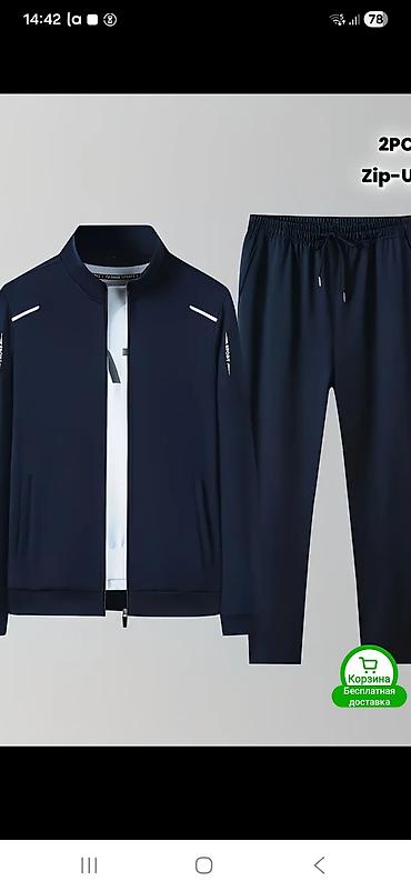 boyuk beden kurtkalar: Kişi idman kostyumu – 2 hissəli dəst (jaket + şalvar). Rəng: tünd göy — 1