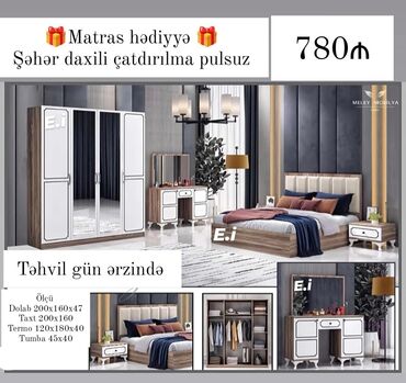 Yataq otağı dəstləri: *Yataq dəsti 6 qapılı dolabla 899Azn 💥* ✔️Rəng seçimi var ✔️Şəhər