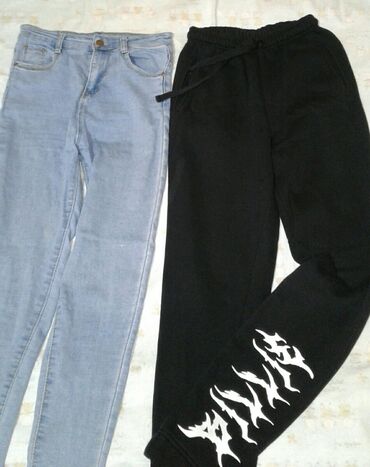 джинсы брюки женские: Штаны, С карманами, С надписью, С манжетами, Осень-весна