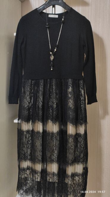 вечерние платья черное: Вечернее платье, С рукавами, XL (EU 42)