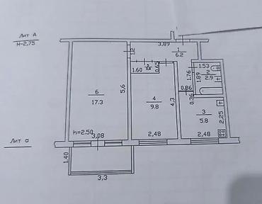 2 комнаты, 42 м², Кок-Жар мкр 104 серия, 3 этаж, Косметический ремонт