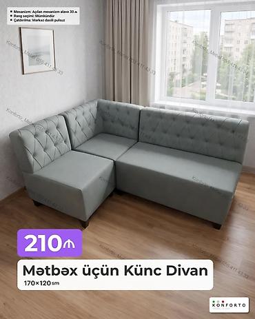 Məhsul: Mətbəx üçün künc divan Ölçü: 170×120 sm Dizayn: L-şəkilli